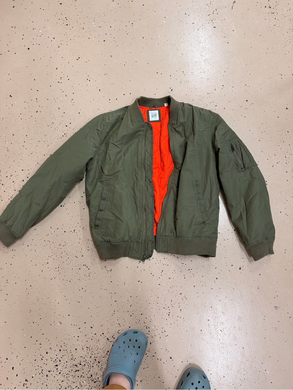 GAP Olive Bomber Jacket with Orange Lining